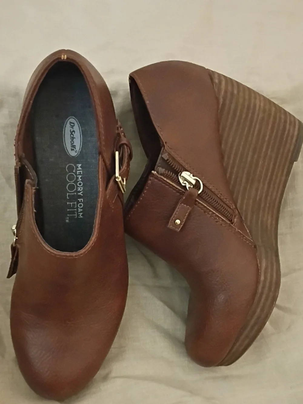 Dr. Scholl's Women's Brown Wedge Booties - Memory Foam Comfort Size 6.5